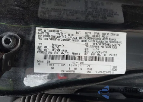 2014 Ford Focus Se z USA, uszkodzony, nr VIN 1FADP3F26EL128374